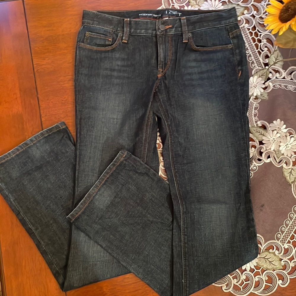 Ann Taylor Loft Modern Boot cut Size 6 Dark Blue Denim jeans